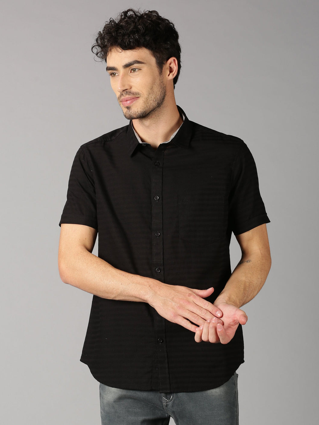 Polycotton Black color Half Sleeve Formal shirt
