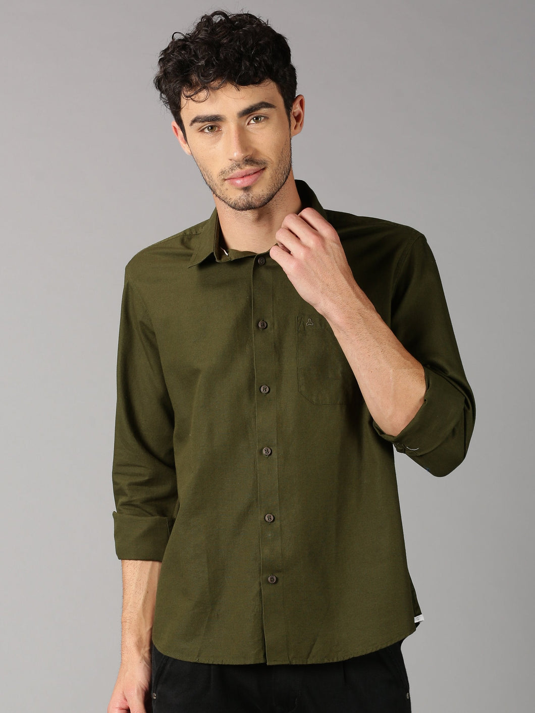 Polycotton Olive color Full Sleeve Formal shirt