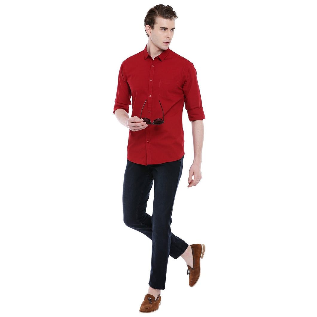 Polycotton Red color Full Sleeve Formal shirt