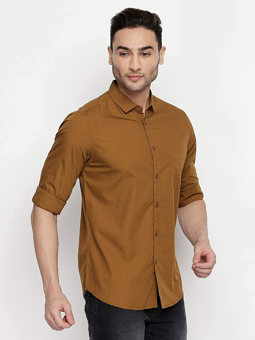 Polycotton Khaki color Full Sleeve Formal shirt