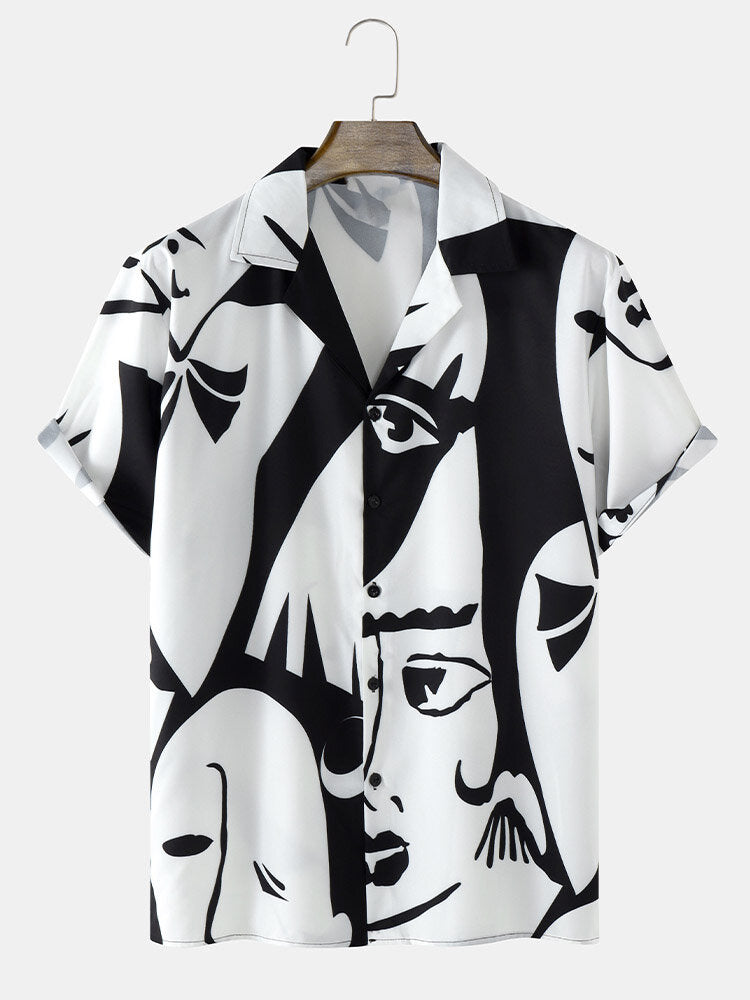 Black and white color face Printed Digital Print Shirt