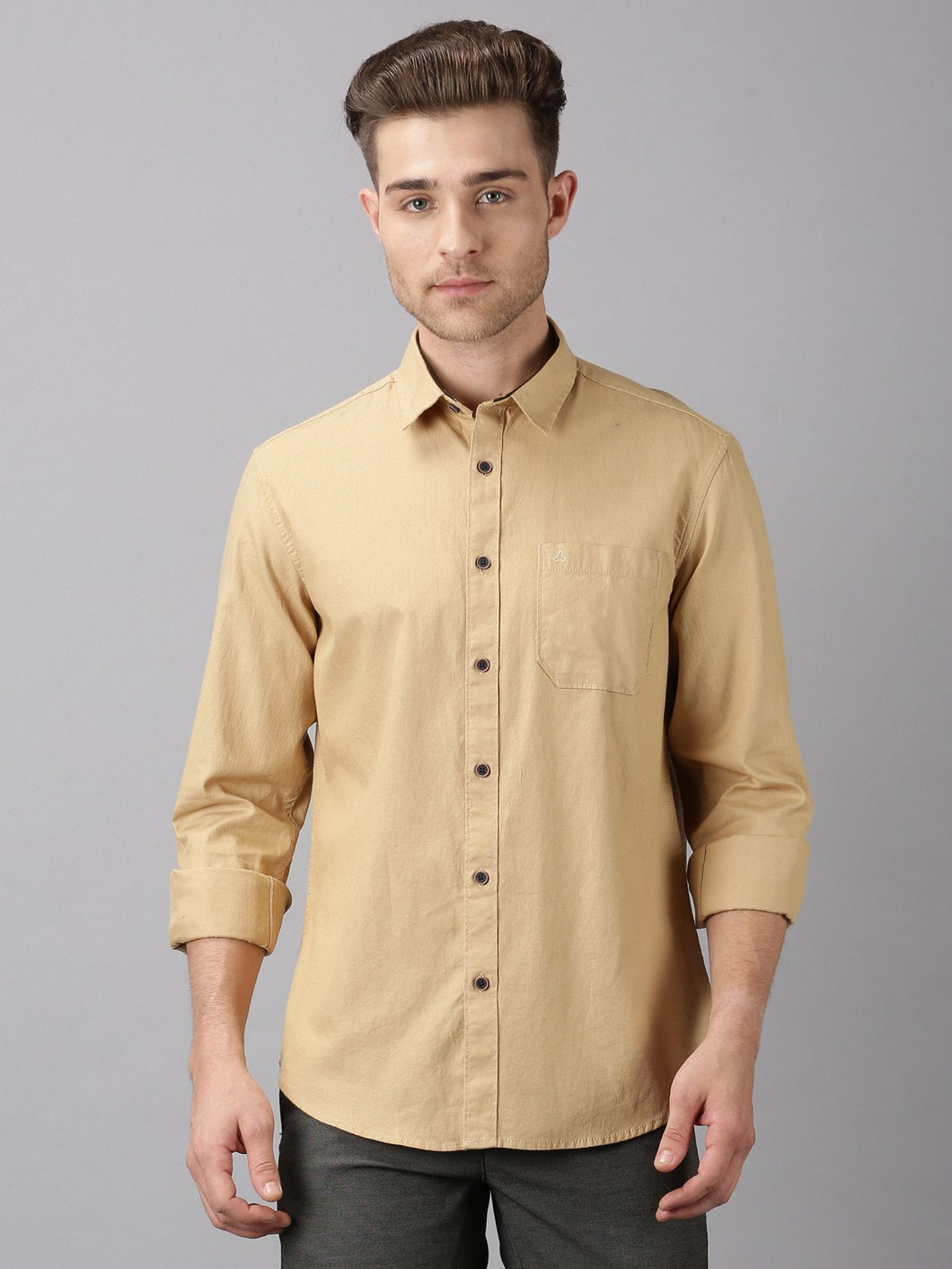 Polycotton Light khaki color Full Sleeve Formal shirt