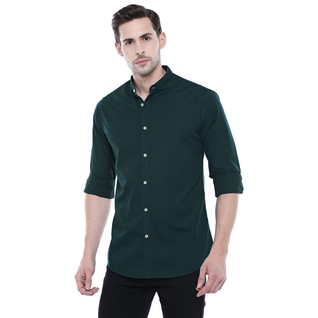 Polycotton Bottle Green color Full Sleeve Formal shirt