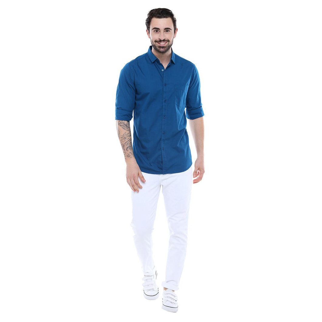Polycotton Blue color Full Sleeve Formal shirt