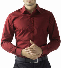 Load image into Gallery viewer, Polycotton Meroon color Full Sleeve Formal shirt
