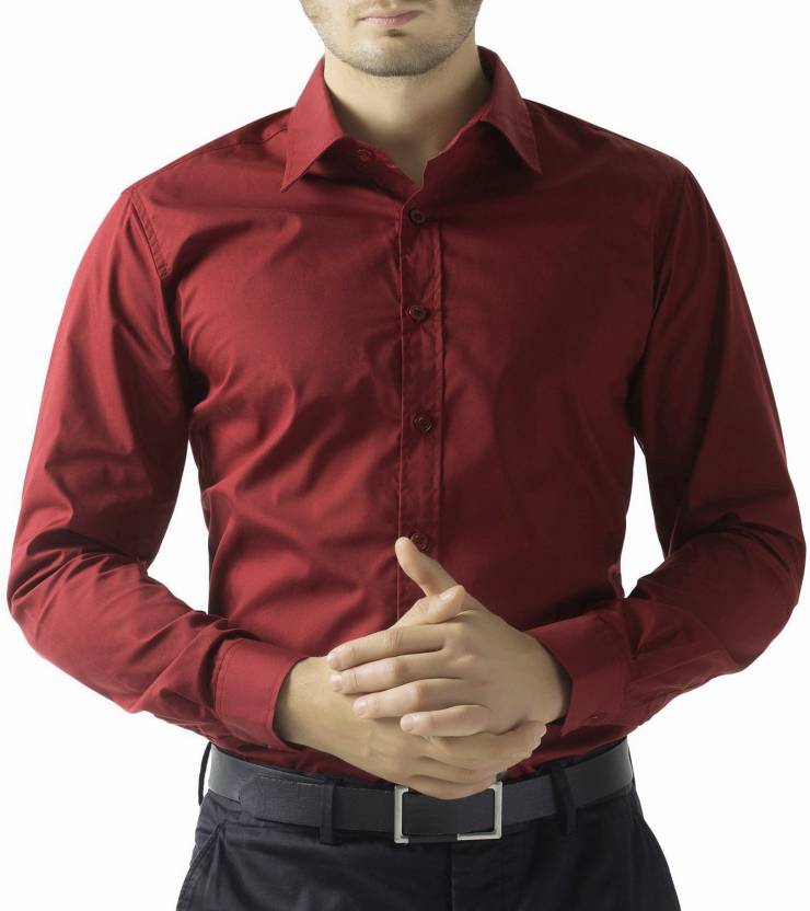 Polycotton Meroon color Full Sleeve Formal shirt