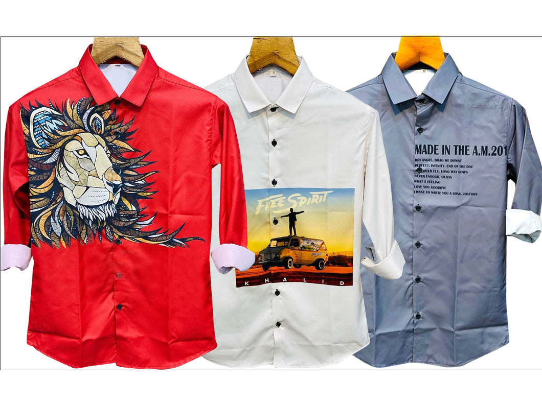 Digital Printed shirt Pack of 3 Combo-116