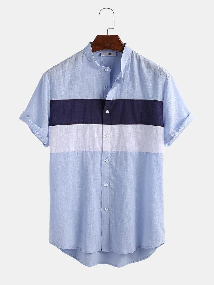 Blue colored Printed Stripted shirt