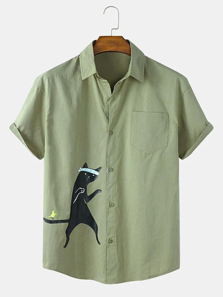 Mahendi colored cat Digital Printed shirt