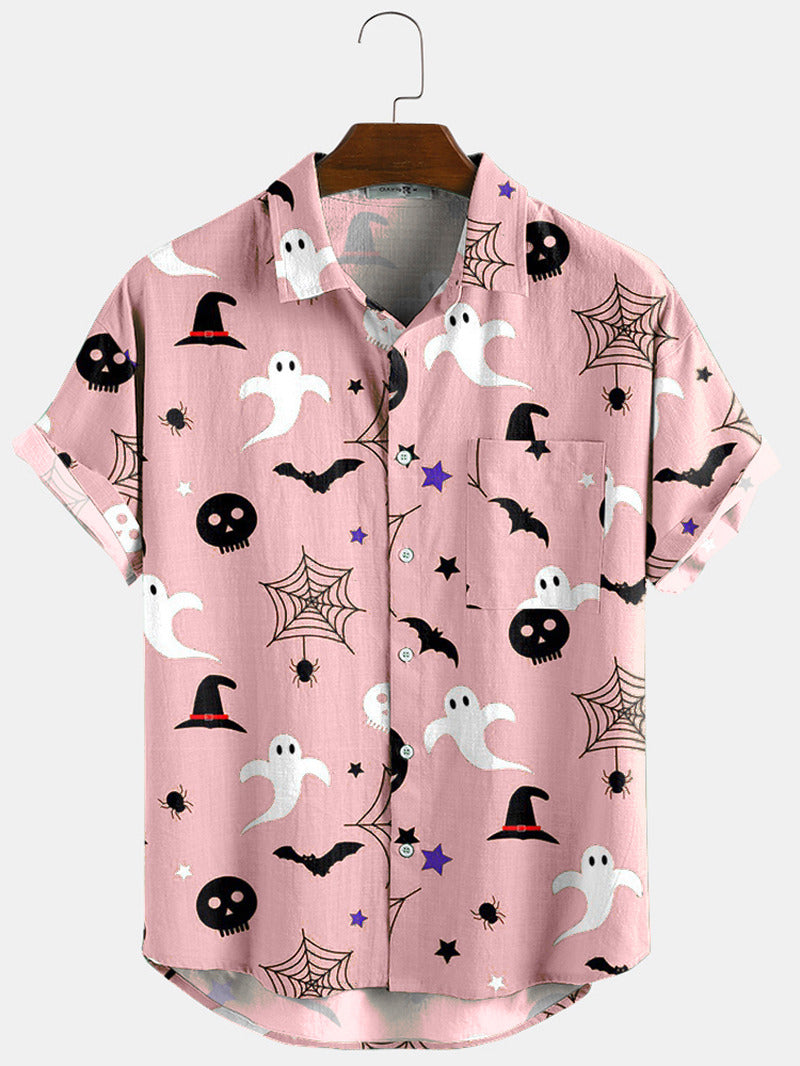 pink color Ghost Printed Funky Shirt