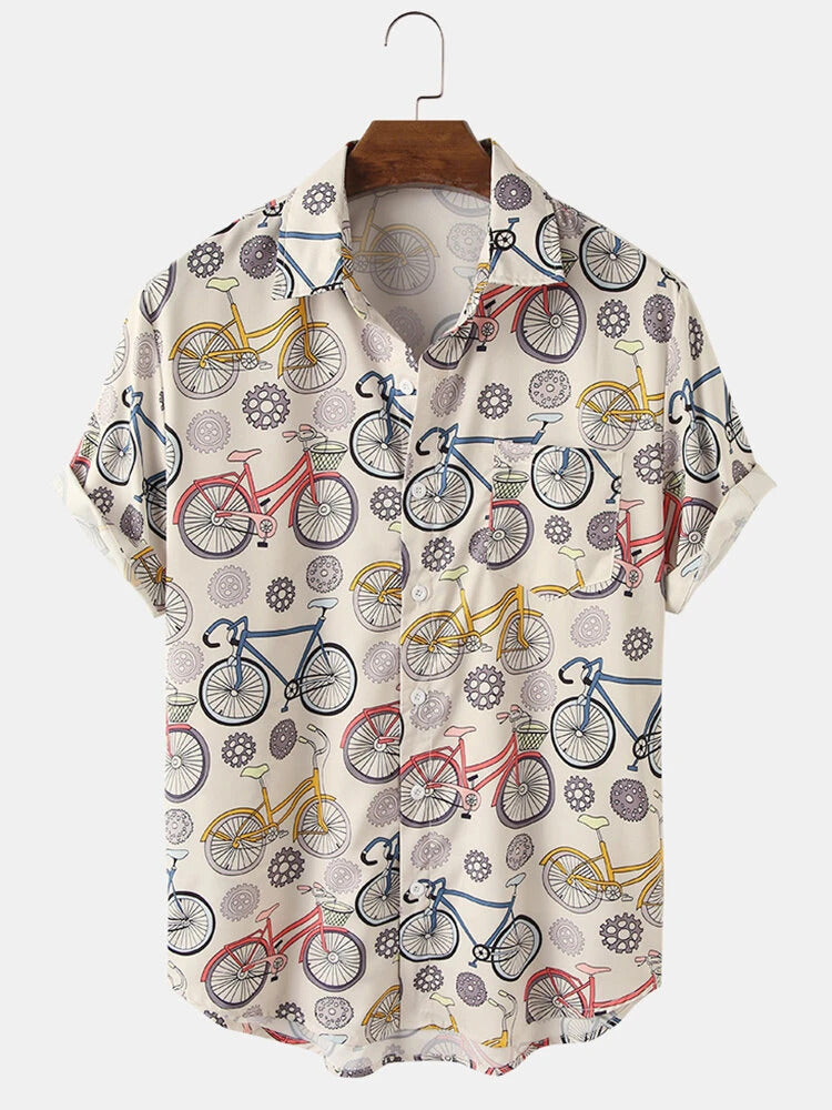 Cycle Digital Printed Beach Wear Shirt