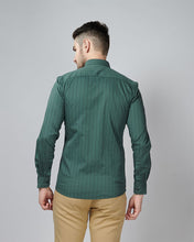 Load image into Gallery viewer, Olive Green Color lining Printed Casual Wear Shirt
