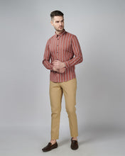 Load image into Gallery viewer, Brown Color Lining Printed casual wear Shirt
