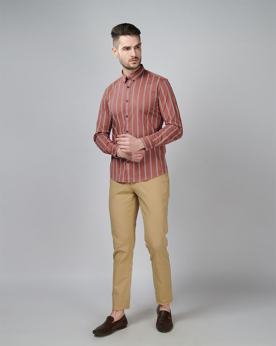 Brown Color Lining Printed casual wear Shirt