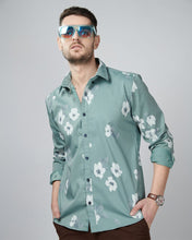 Load image into Gallery viewer, olive color Flower Printed Casual Wear Shirt
