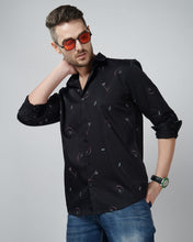 Load image into Gallery viewer, Black color rose printed casual wear shirt
