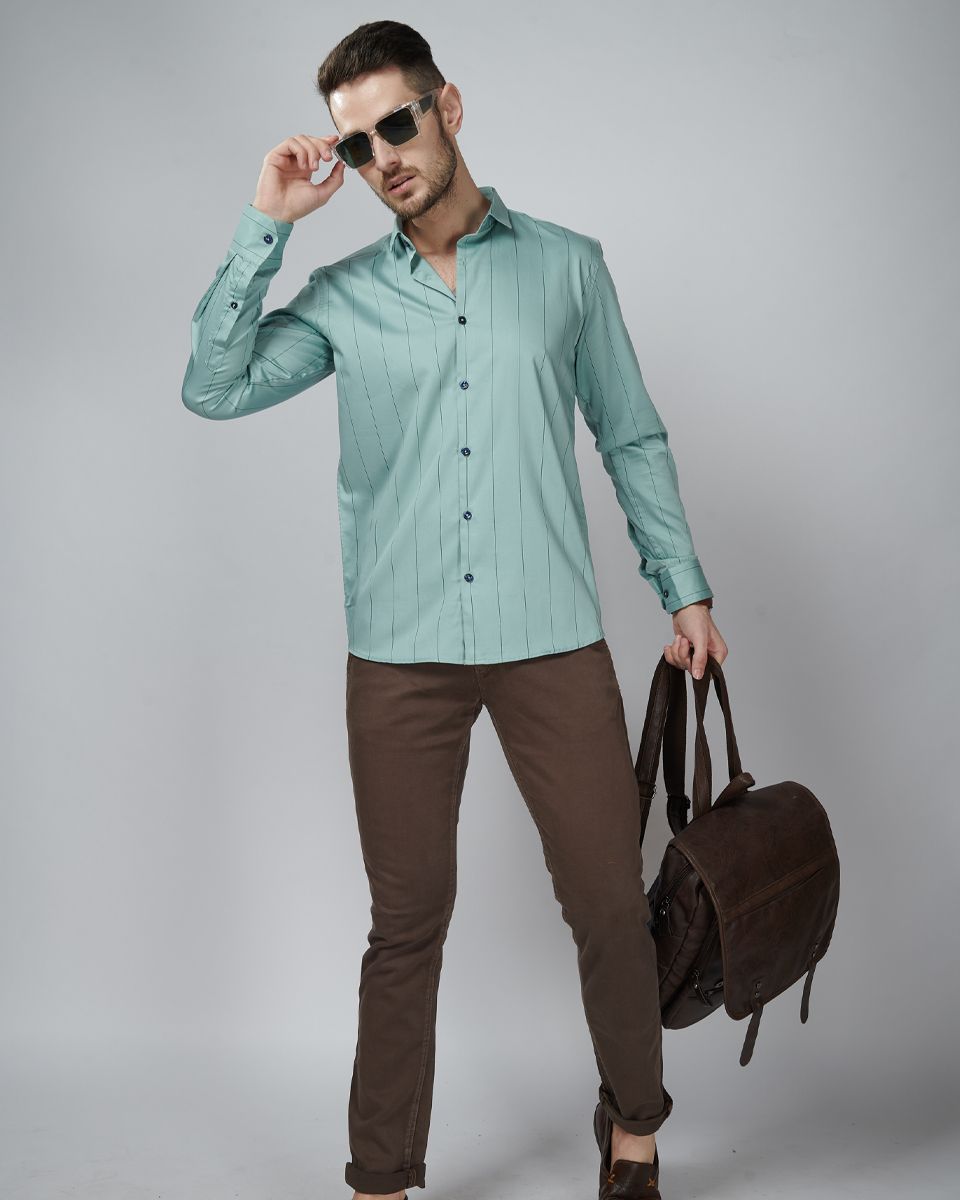 Green color lining Printed Casual Wear shirt